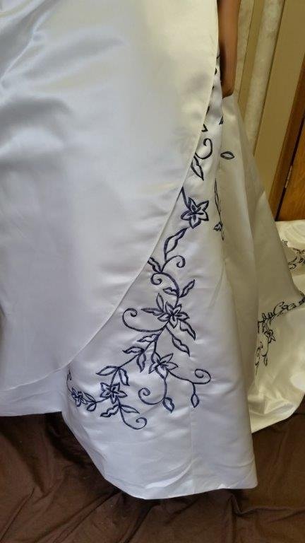 ivory and navy wedding dress